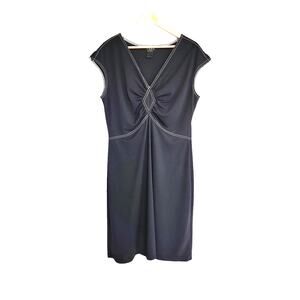 Vintage BCBG Paris Black White Stitching V Neck Dress XL